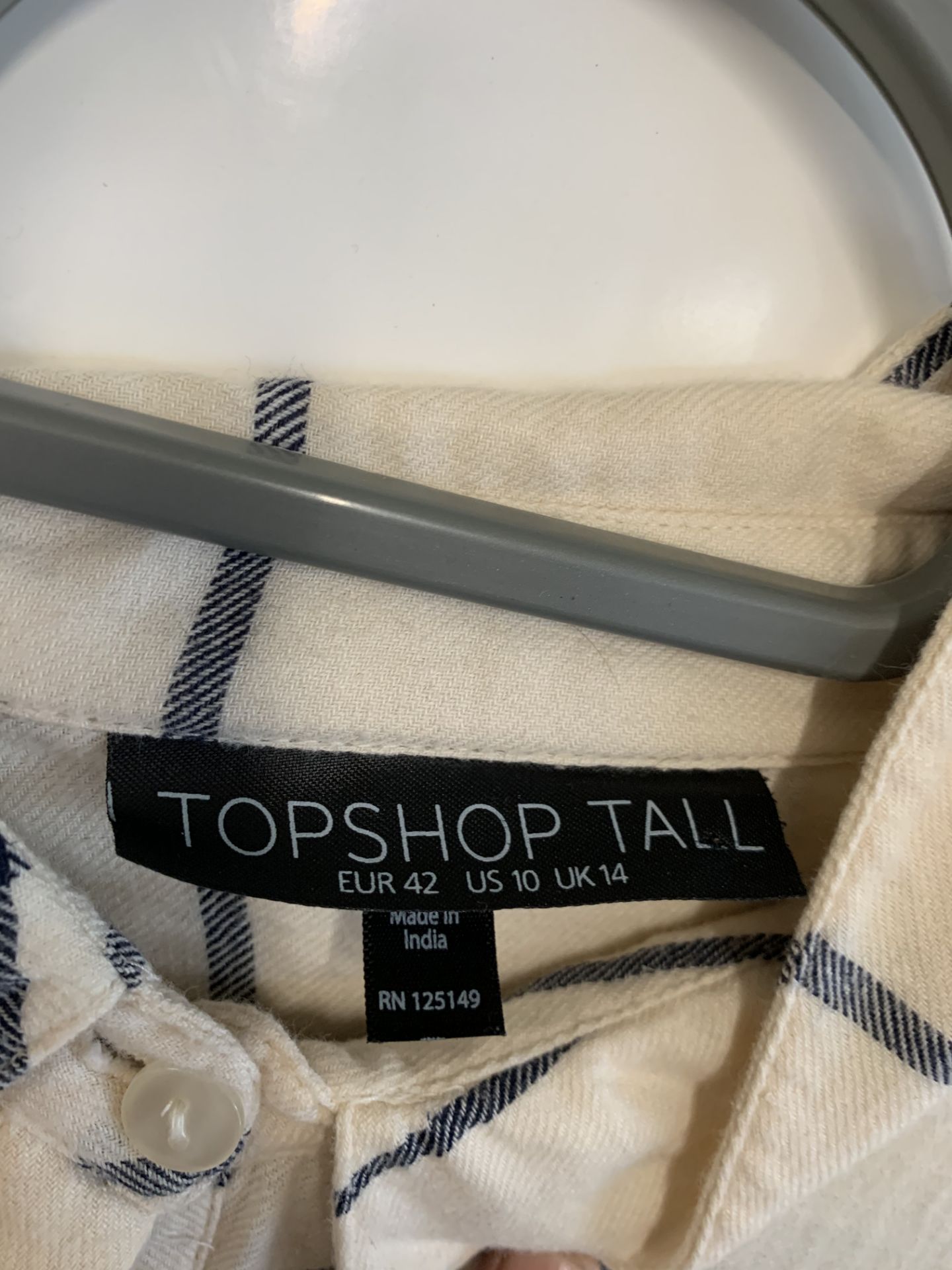 Topshop tall women's white chequered shirt - Image 2 of 2