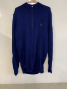 Fred Perry Men's Blue Bradley Wiggins Drop Hem Knitted Jumper