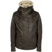 Pretty Green Green Label brown leather flying jacket| RRP£495.00