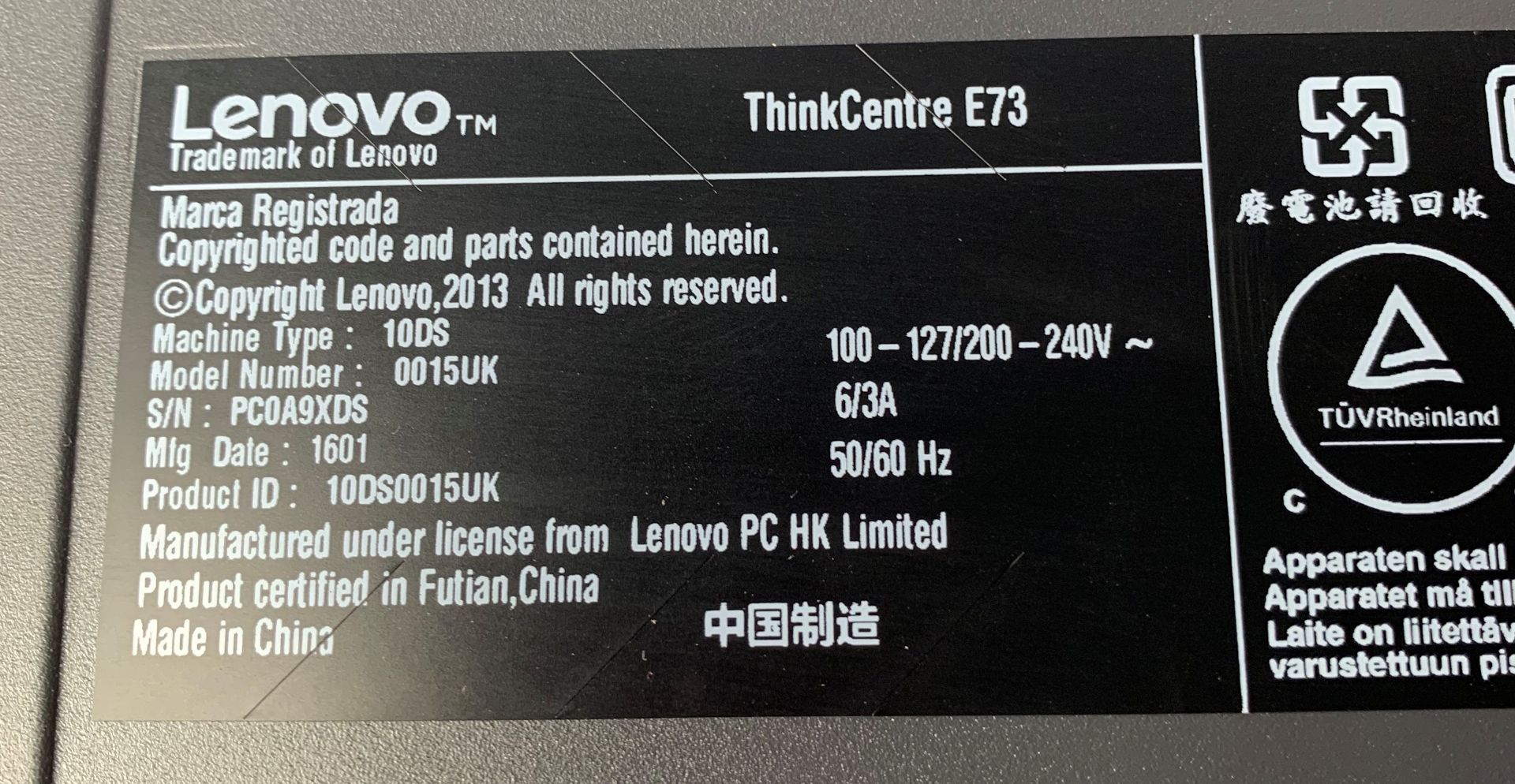 Lenovo E73 Desktop Computer | Intel Core i3-4170 3.70GHz - Image 3 of 3