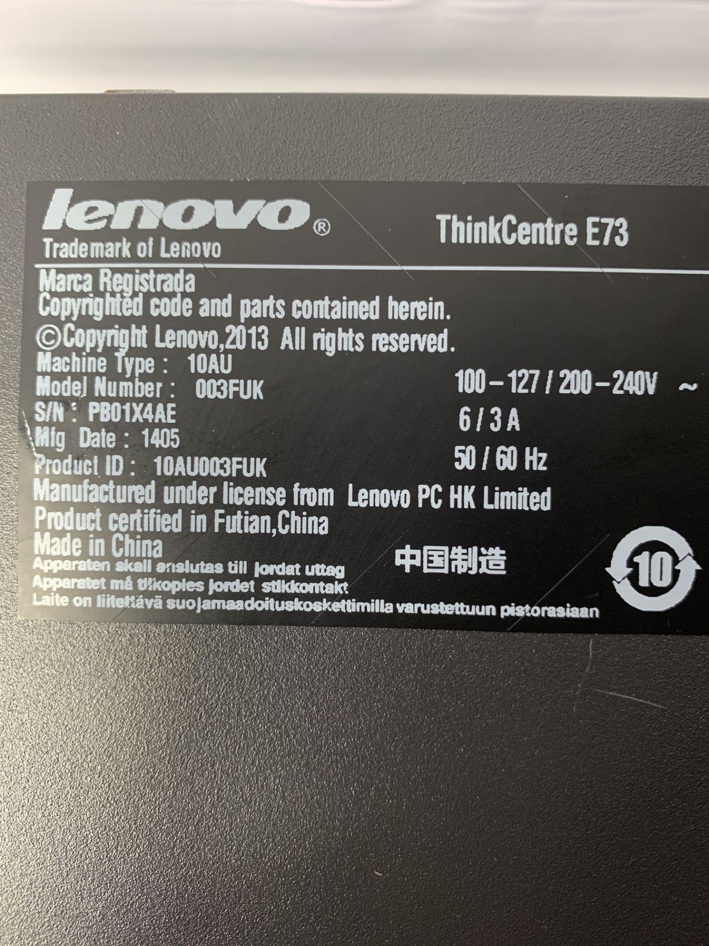 Lenovo ThinkCentre E73 Desktop Computer | Intel Core i3-4130 3.40GHz - Image 3 of 3