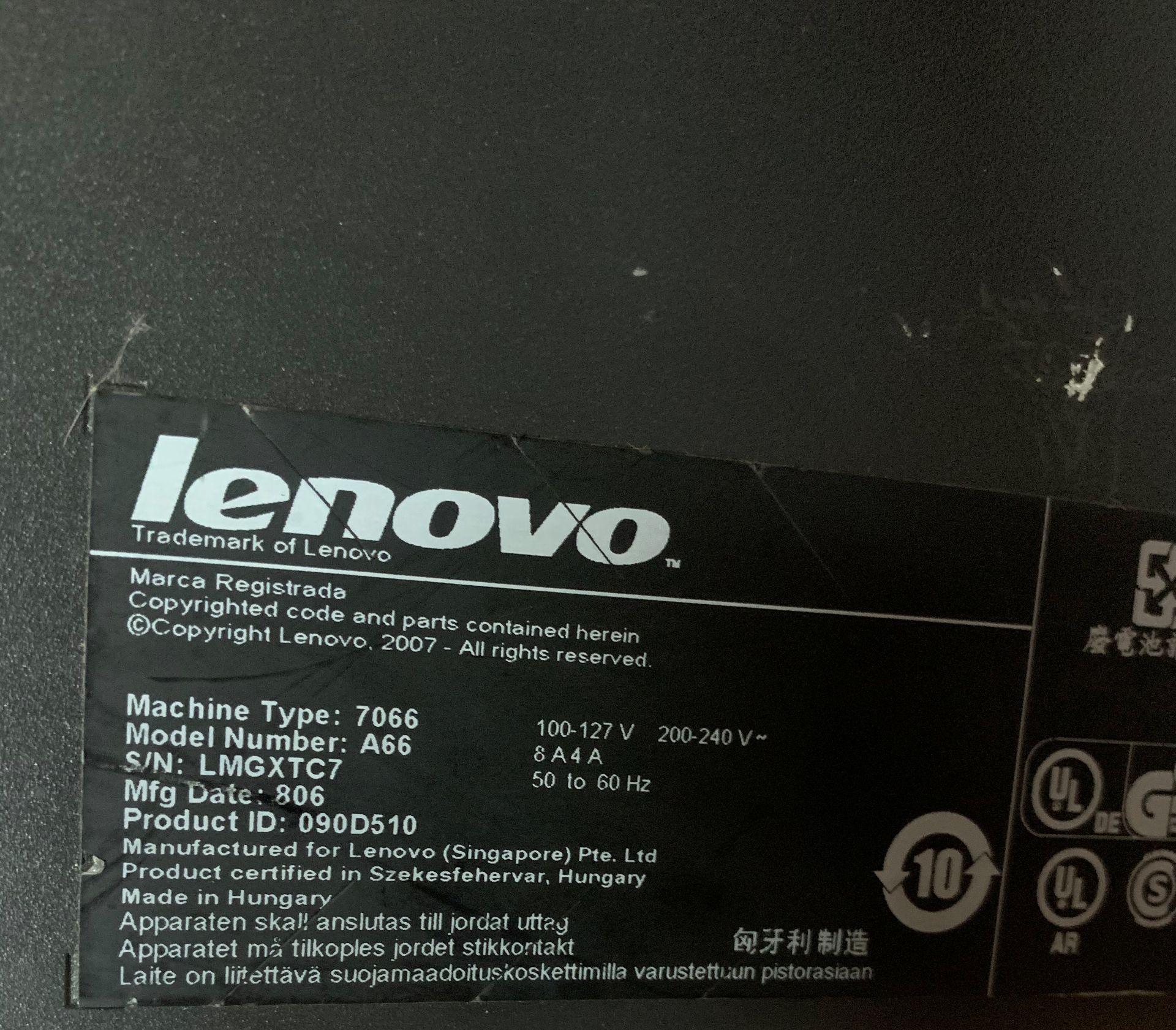 Lenovo 7066-A66 Desktop Computer | Intel Core2 Duo E6850 3.00GHz - Image 3 of 3