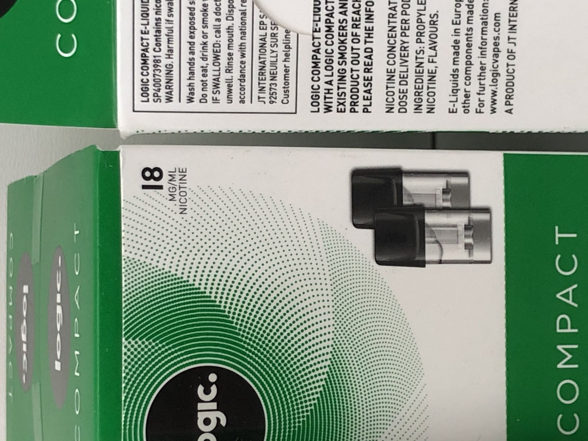 13 x BNIB - 2X E-liquid pods logic Intense Peppermint Compact 18 - nicotine salt Mg/Ml |50001439 - Image 3 of 3