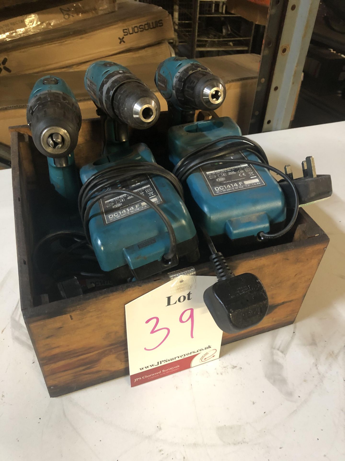 3 x Various Makita Cordless Drills w/ Battery charger as per pictures