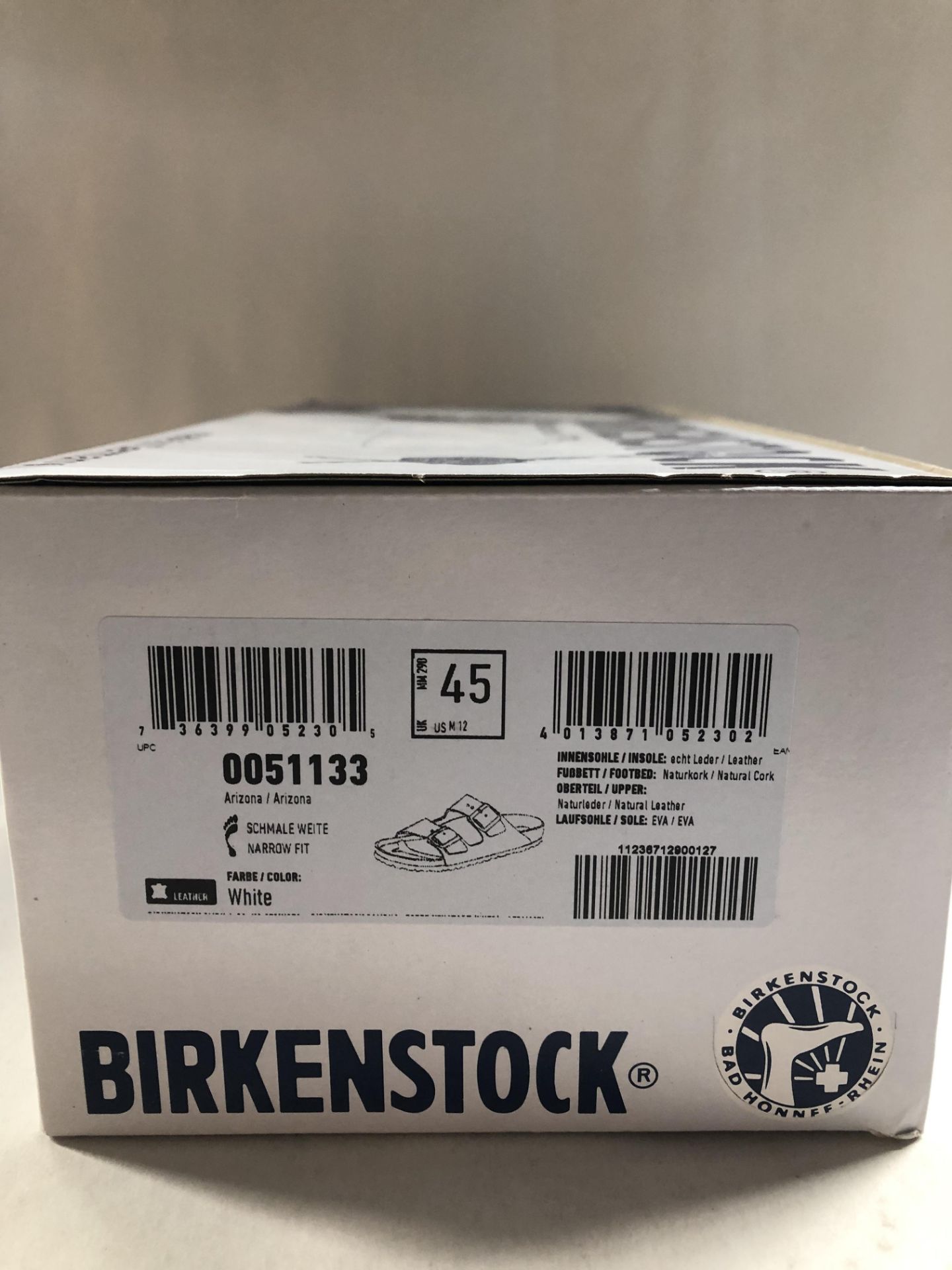 Birkenstock Unisex Adults' Arizona Slim Sandals, White (Weiss), 10.5 UK (Slim) (45 EU) 10.5 UK Unise - Image 2 of 3