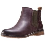 Barbour Womens Abigail Leather Winter Casual Low Heel Smart Ankle Boots - Wine - 5 5 UK Women’s LFO0