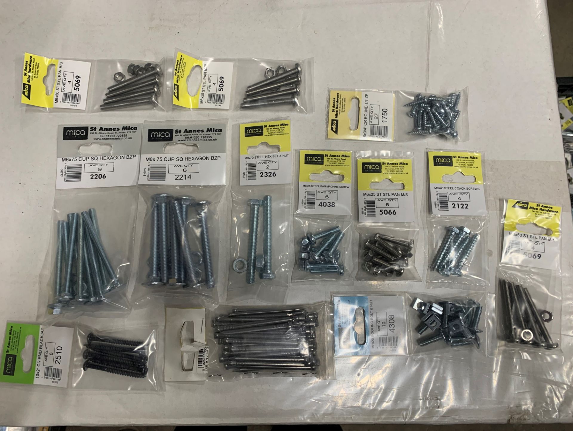 Box contaning single packs of screws,nuts,bolts