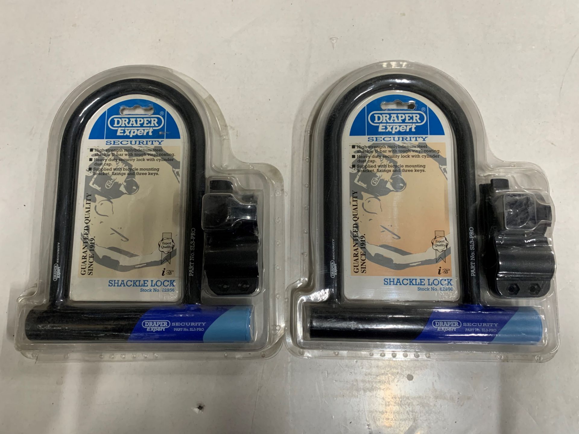 2 x Draper expert shackle bike locks