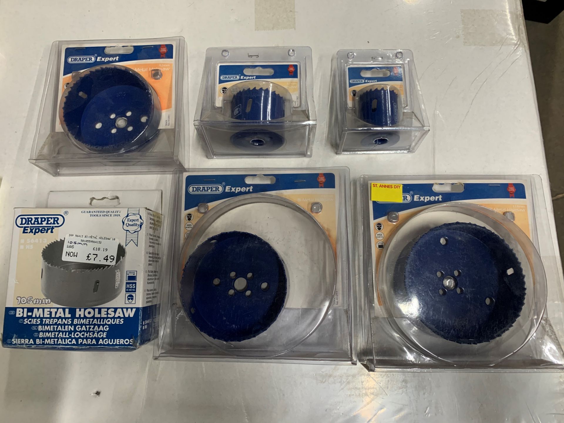 6 x Draper expert bi-metal holesaw's