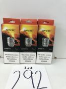 6 x Smok Coils, 5 per box 2x V8 Baby- x4 30-70 w 2x V8 Baby- T6 40-130w 2x V8 Baby -T850 110w BNIB