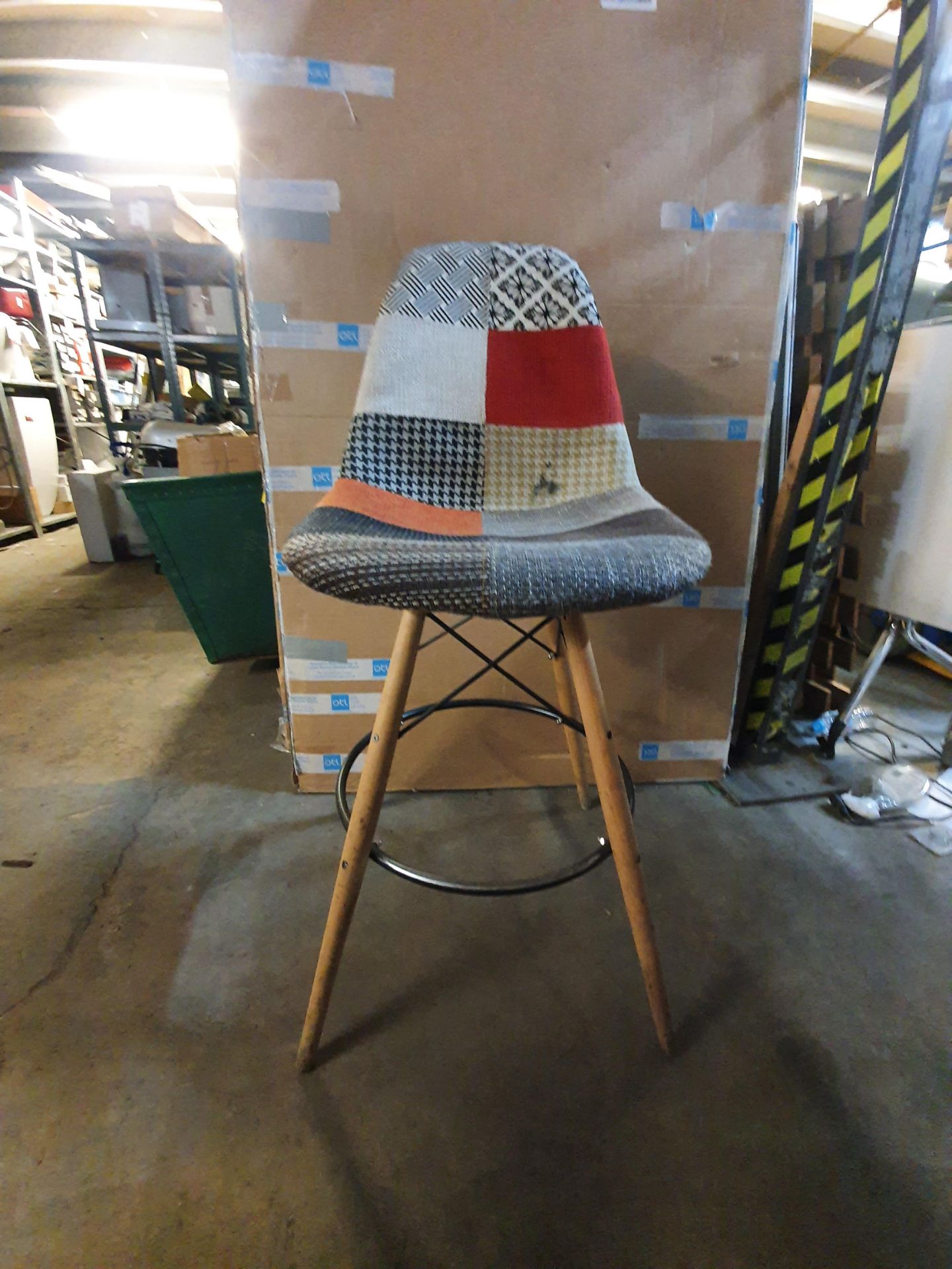 Pair of fabric patch pattern bar stools