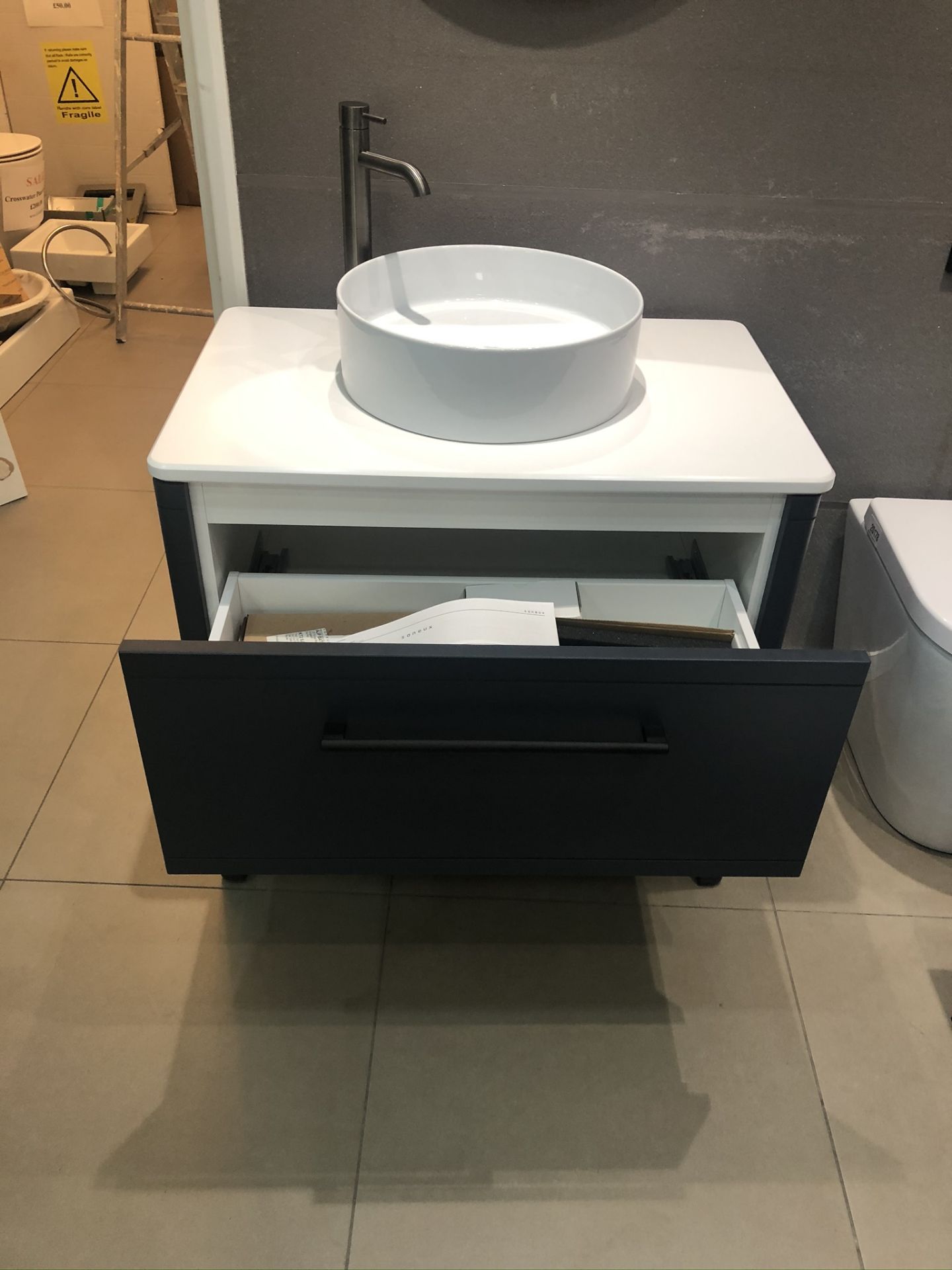 Ex Display Wooden Vanity Unit w/ Sink, Drawer & Undershelf - Image 4 of 4