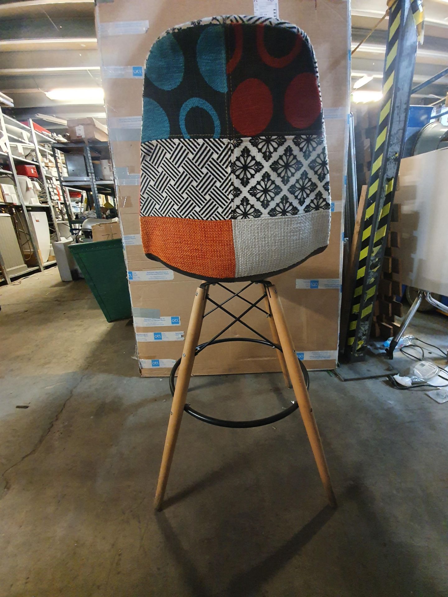 Pair of fabric patch pattern bar stools - Image 4 of 5