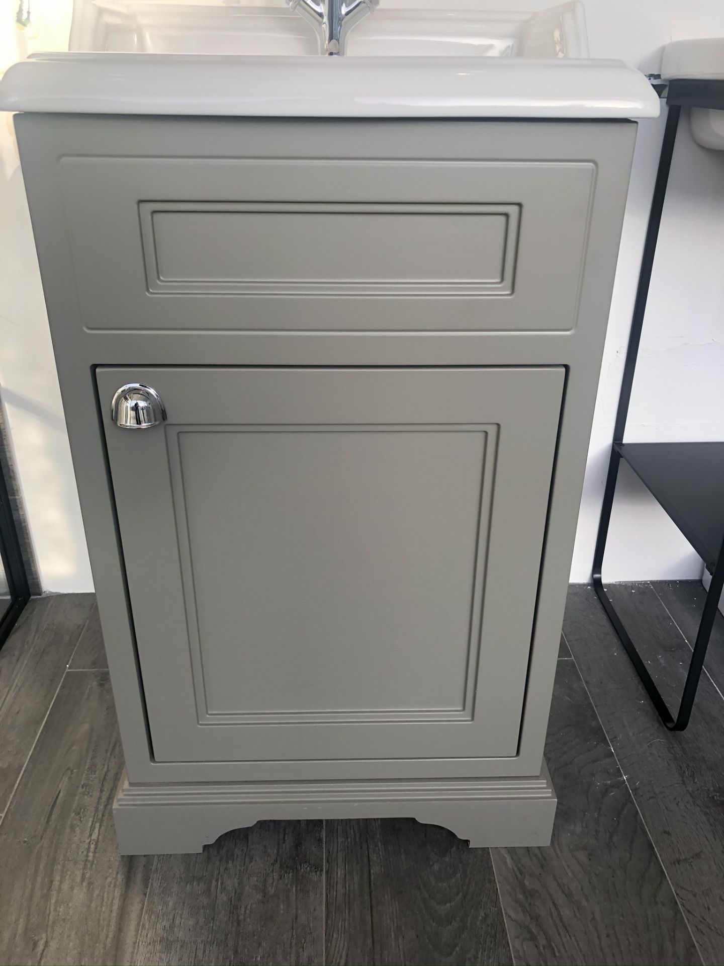 Ex Display Wooden Vanity Unit w/ Washbasin, Cupboard & Glass Shelf - Image 4 of 6