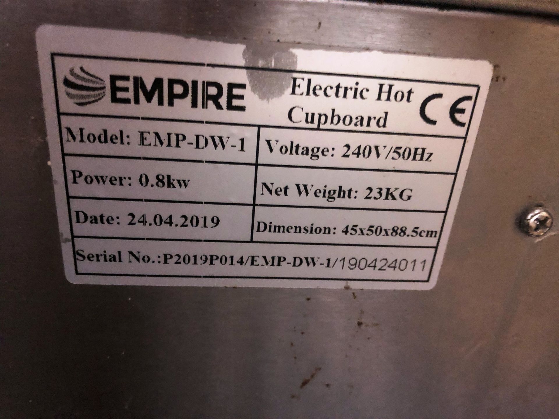 Empire EMP-DW-1 Electric Hot Cupboard | 45cm x 50cm x 88.5cm | 2019 - Image 4 of 4