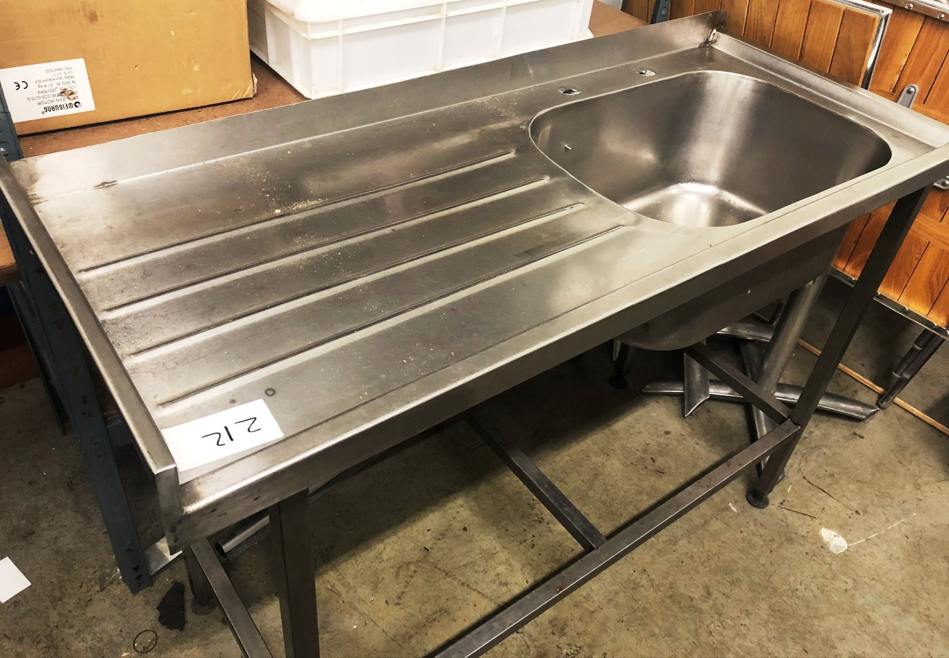 Stainless Steel Bowl Sink Unit w/ Drainer & Upstand | 128cm x 52cm x 97cm - Image 4 of 5