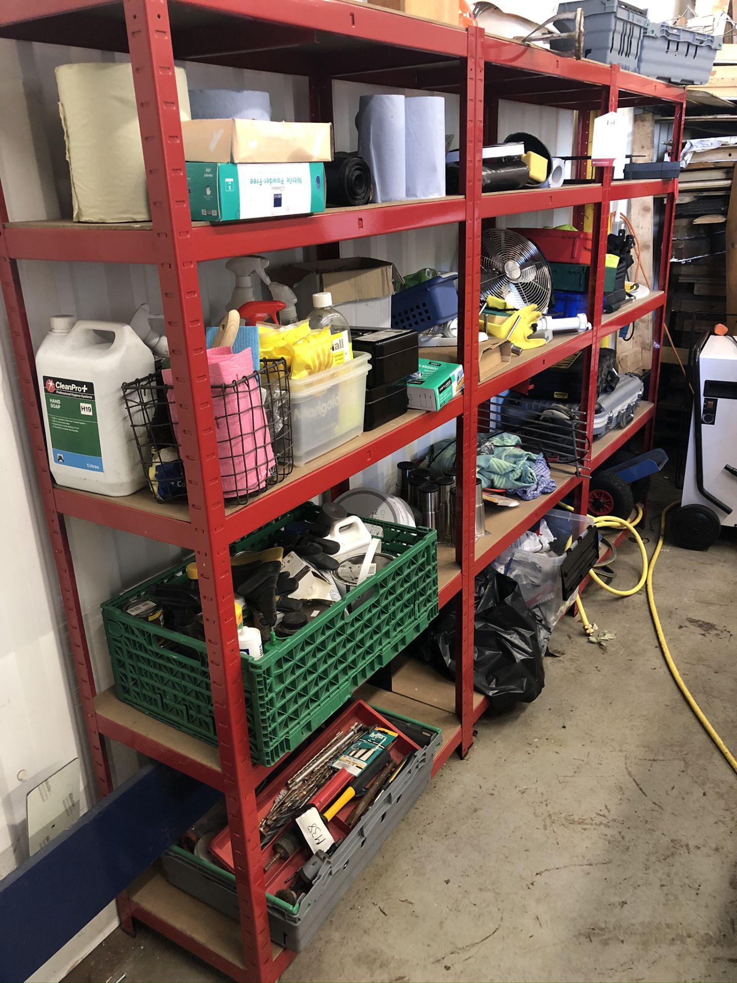 3 x Bays of Light Duty Shelving w/ Contents - As Per Photographs