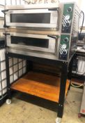 Hostek Trays44 New Glass Twin Deck Pizza Oven on Mobile Stand | 400v | YOM: 2017