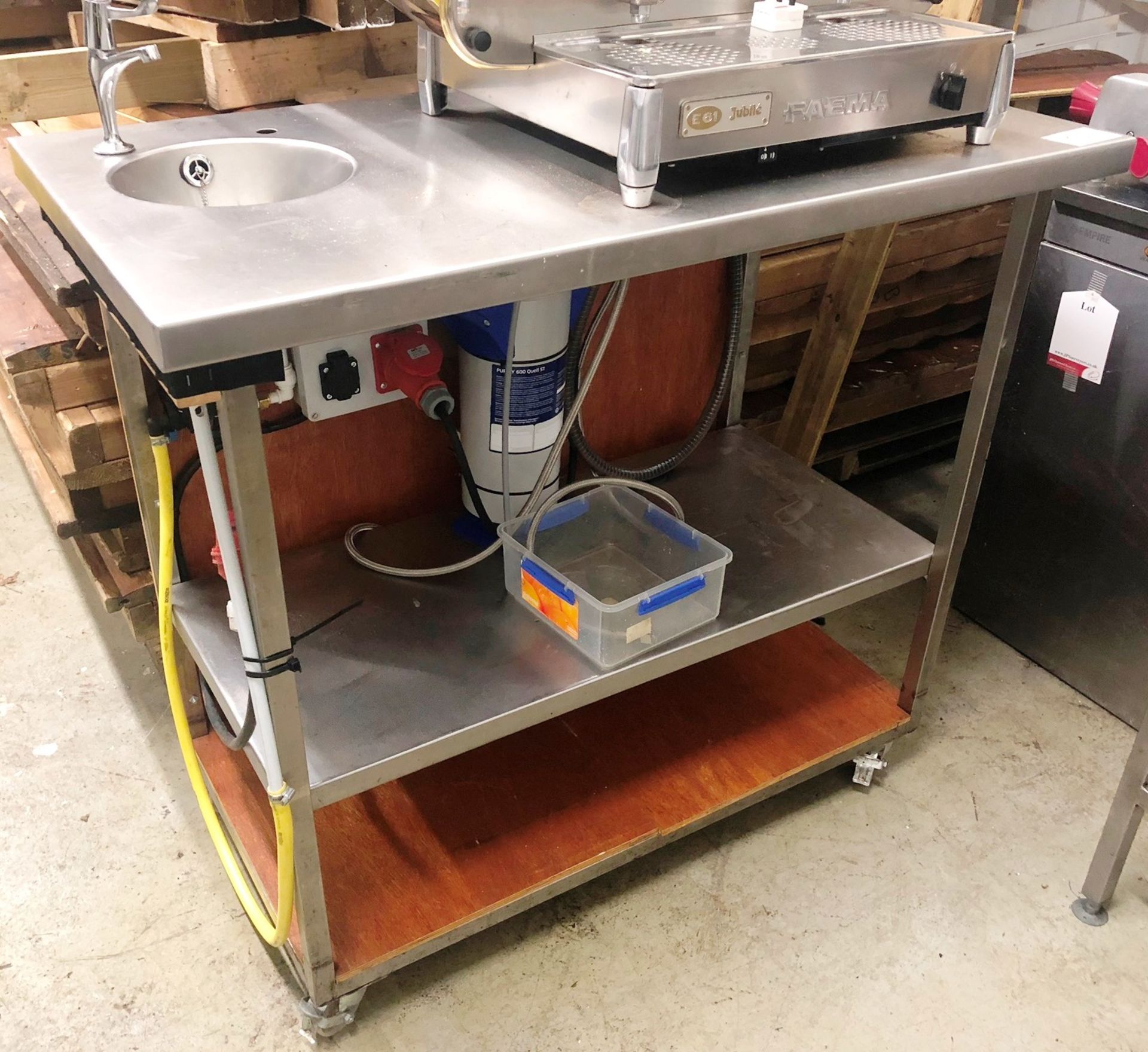 Mobile Stainless Steel Preparation Table w/ Hand Sink & Brita Purity Water System