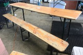 4 x Folding Wooden Tables w/ 2 x Benches Per Table