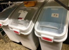 3 x Rubbermaid 99L Mobile Ingredient Bins