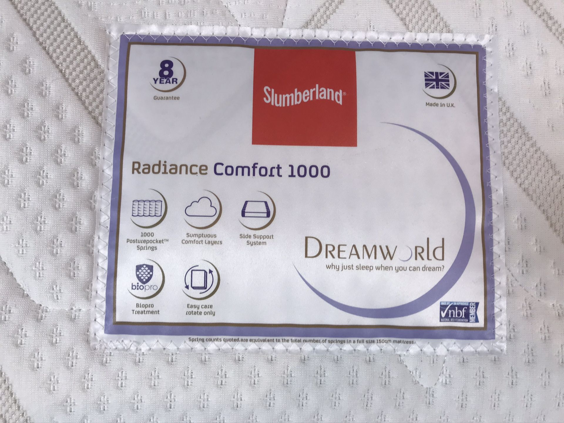 Ex Display Slumberland Radiance Comfort 1000 King Mattress w/ 2 Drawer Bed Frame & Cirrus Headboard - Image 2 of 3