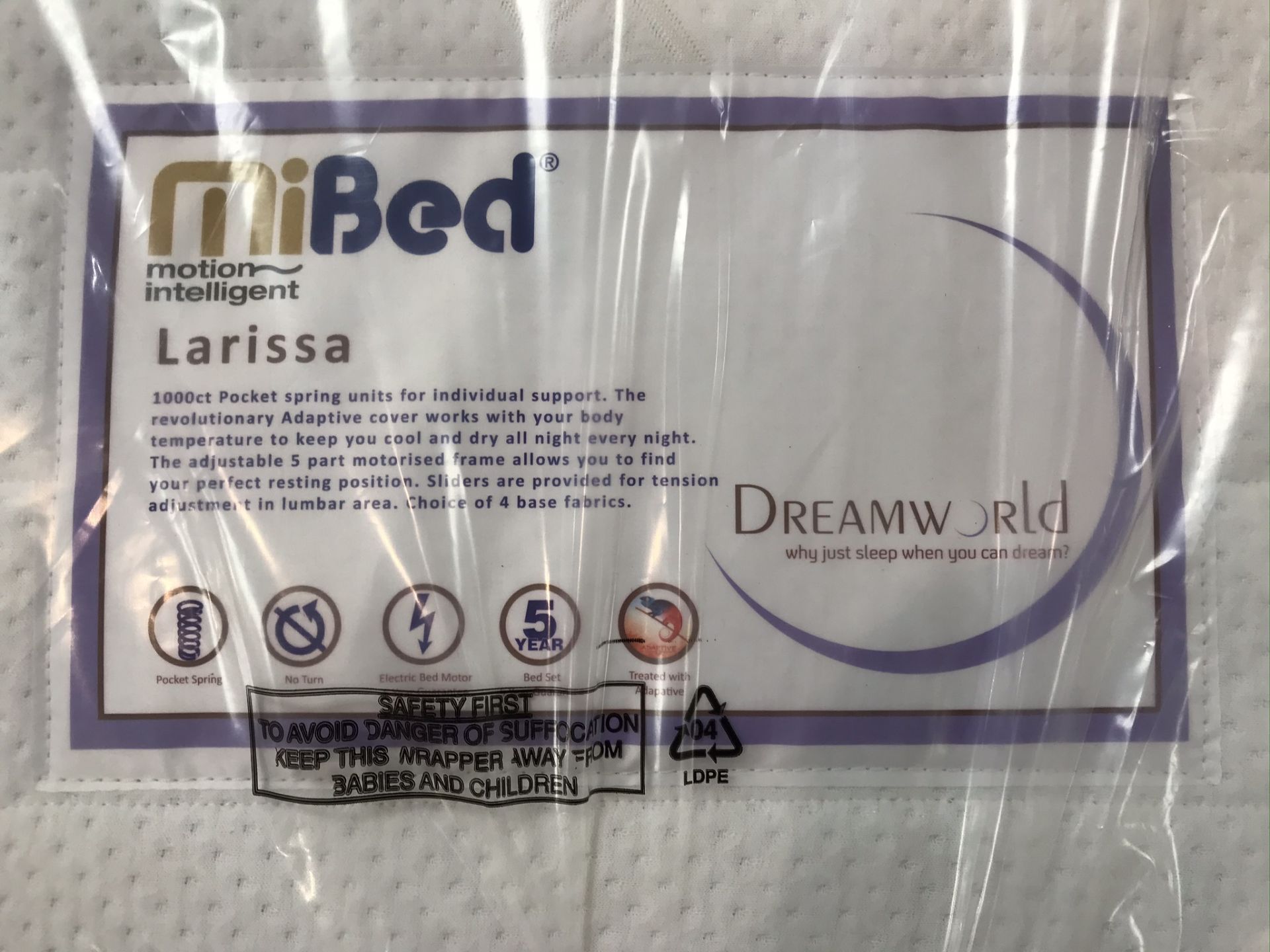 New MiBed Larissa Single/3ft Mattress w/ Wheat Base | RRP£819 - Image 2 of 6