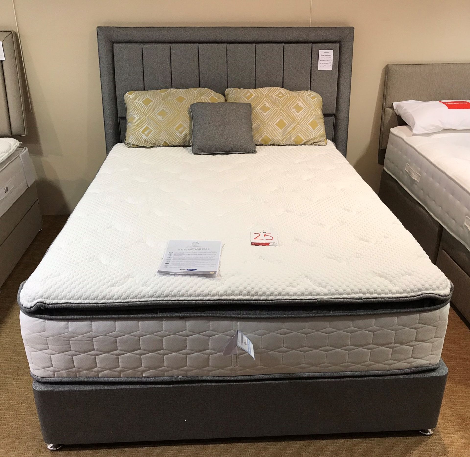 Ex Display Sealy Royal Mohair 2300 King Size Mattress w/ 2 Drawer Bed Frame & Headboard in Stardust