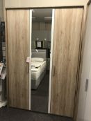 Ex Display Elna 154cm Hinged 3 Door Wardrobe w/ Mirror | RRP£1,229