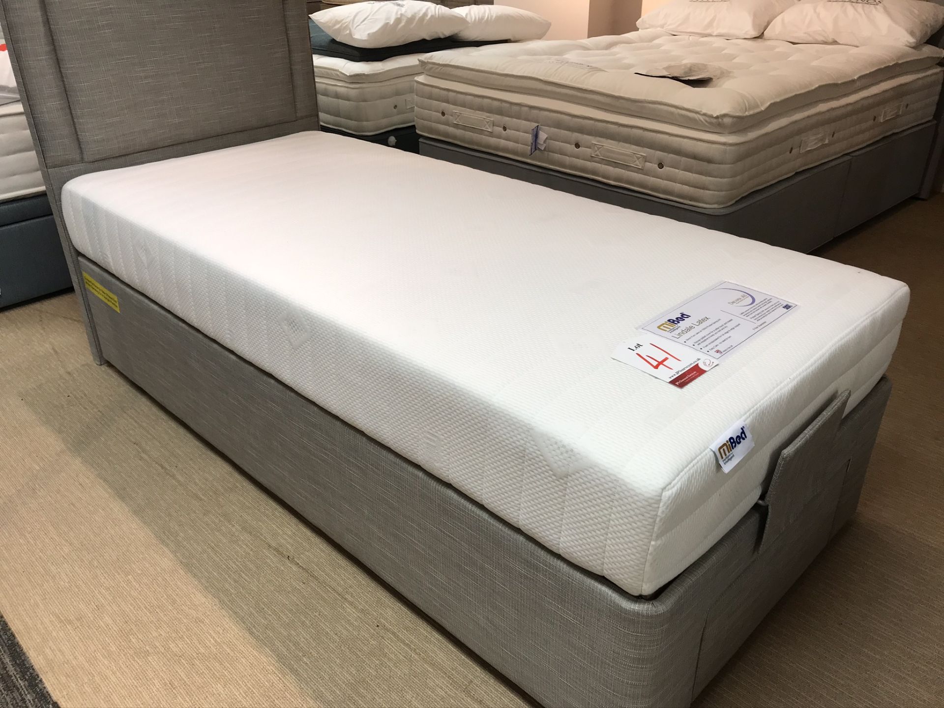 Ex Display MiBed Lindale Latex Adjustable Single Pocket Mattress w/ Single Drawer Bed Frame & Headbo - Image 3 of 5