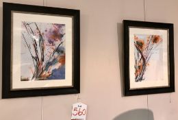 2 x Ex Display Wall Mounted Griggs Floral Explosion Pictures | 20" x 16"