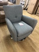 Ex Display Parker Knoll Swivel/Rocker Chair w/ Brushed Chrome Base - Basketweave Teal | RRP£1,145