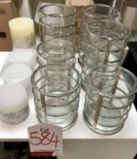 6 x Ex Display Chrome Glass Candle Holders w/ Libra Candles