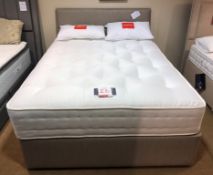 Ex Display Slumberland Pure Natural 1000 King Size Mattress w/ 2 Drawer Bed Frame & Headboard in Tau