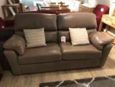 Ex Display Hamilton Minerva 3 & 2 Seater Taupe Leather Sofas | RRP£2,479