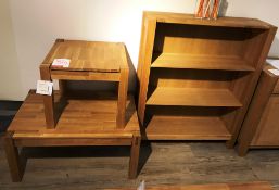 Set of Ex Display Unique Royal Oak Low Bookshelf, Lamp Table & Coffee Table | RRP£1,149
