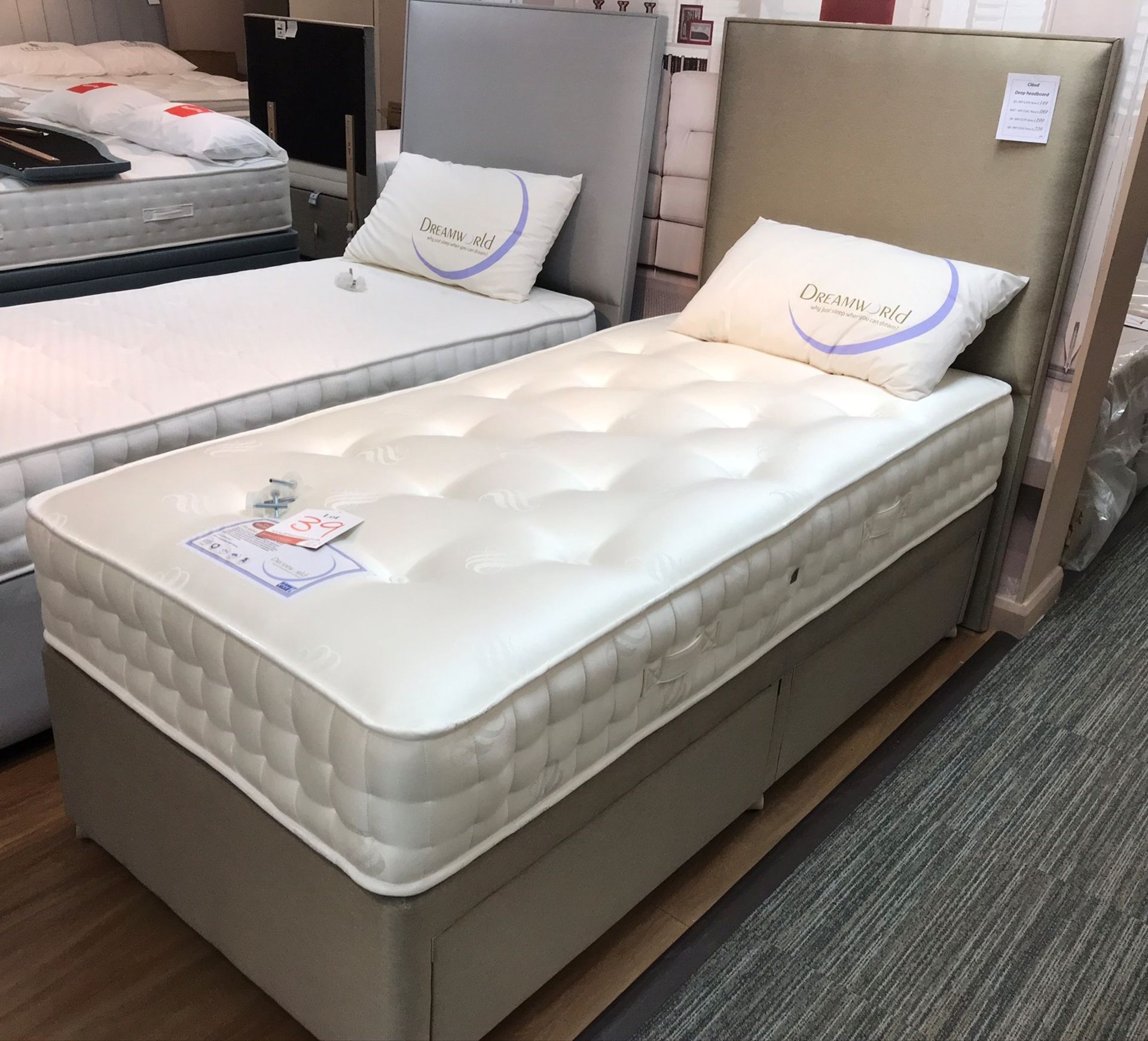 Ex Display Sweet Dreams Phoebe 1000 Pocket Single Mattress w/ 2 Drawer Bed Frame & Headboard - Image 2 of 4