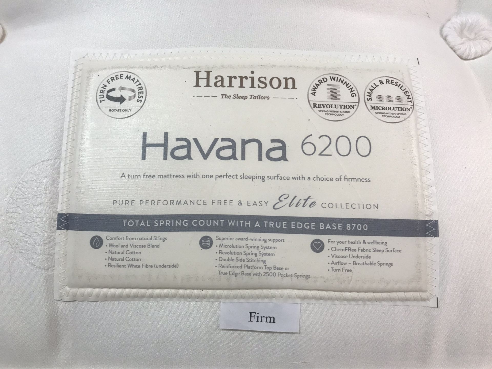 Ex Display Harrison Havana 6200 King Mattress w/ Shallow Divan Set Medium/Firm & Headboard in Bison - Image 2 of 4