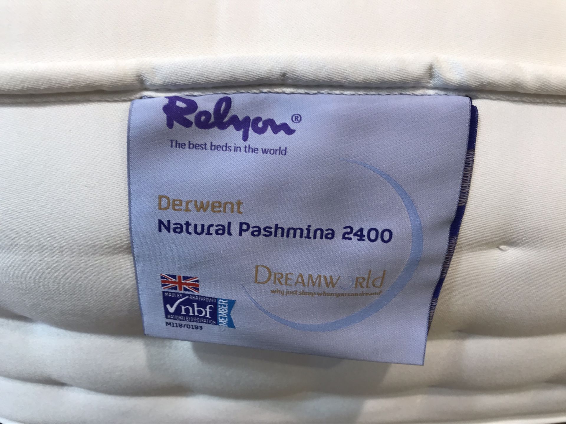 Ex Display Relyon Derwent Natural Pashmina 2400 Firm Edge King Size Mattress w/ 2 Drawer Bed Frame & - Image 2 of 5