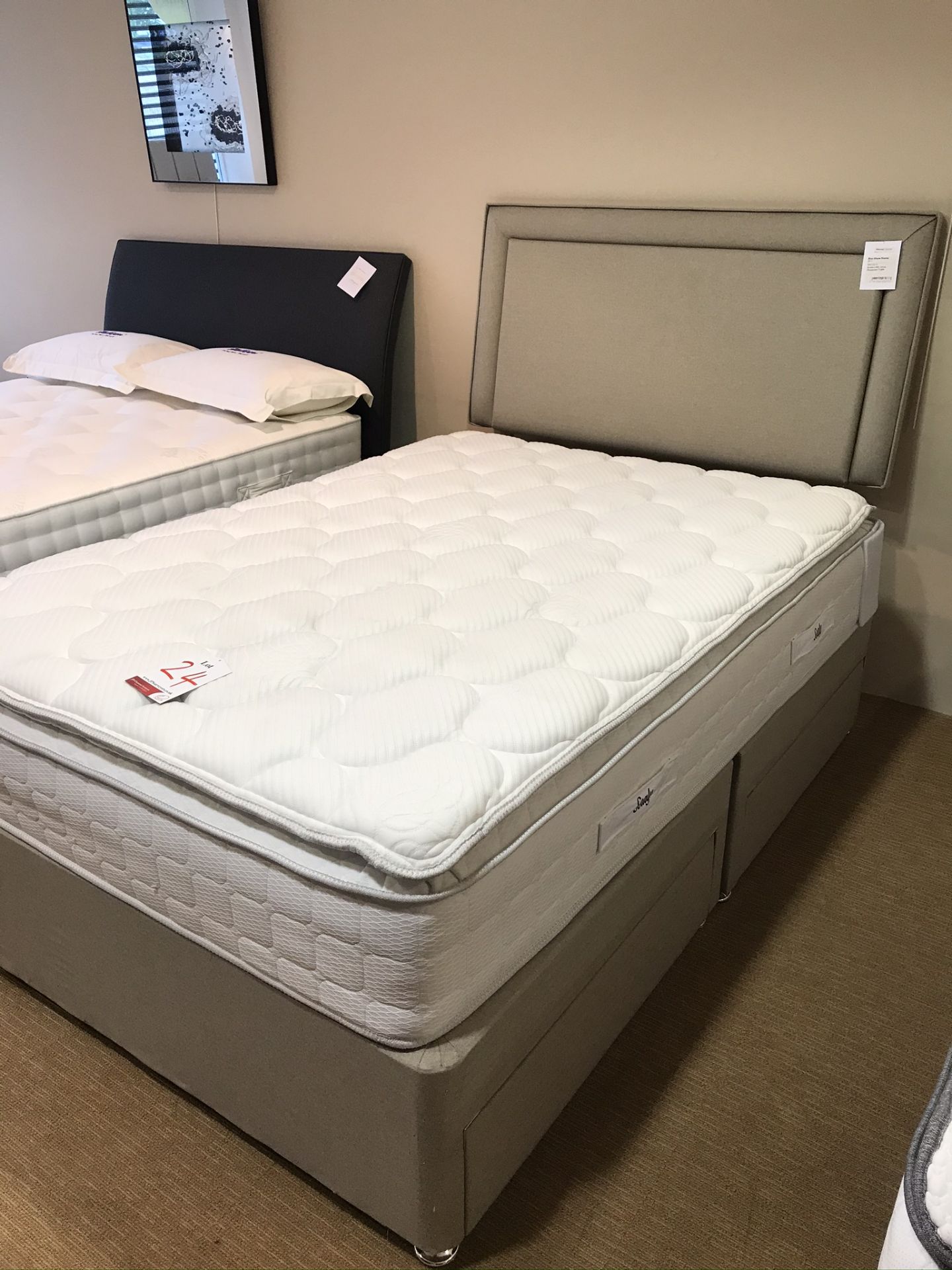 Ex Display Sealy Messina Latex 1400 Double Mattress w/ 4 Drawer Bed Frame & Headboard in Fawn | RRP£ - Image 5 of 6