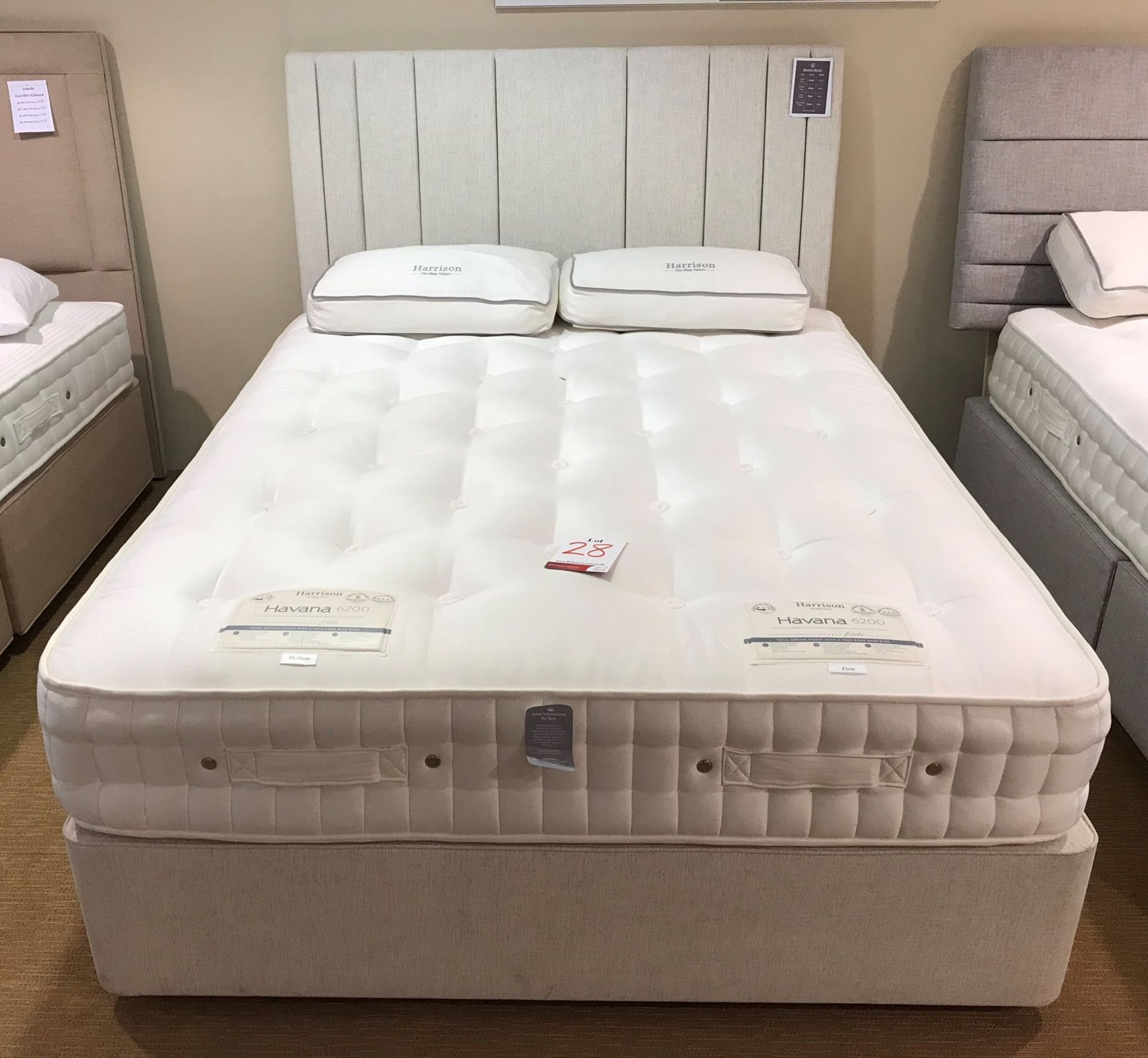 Ex Display Harrison Havana 6200 King Mattress w/ Shallow Divan Set Medium/Firm & Headboard in Bison