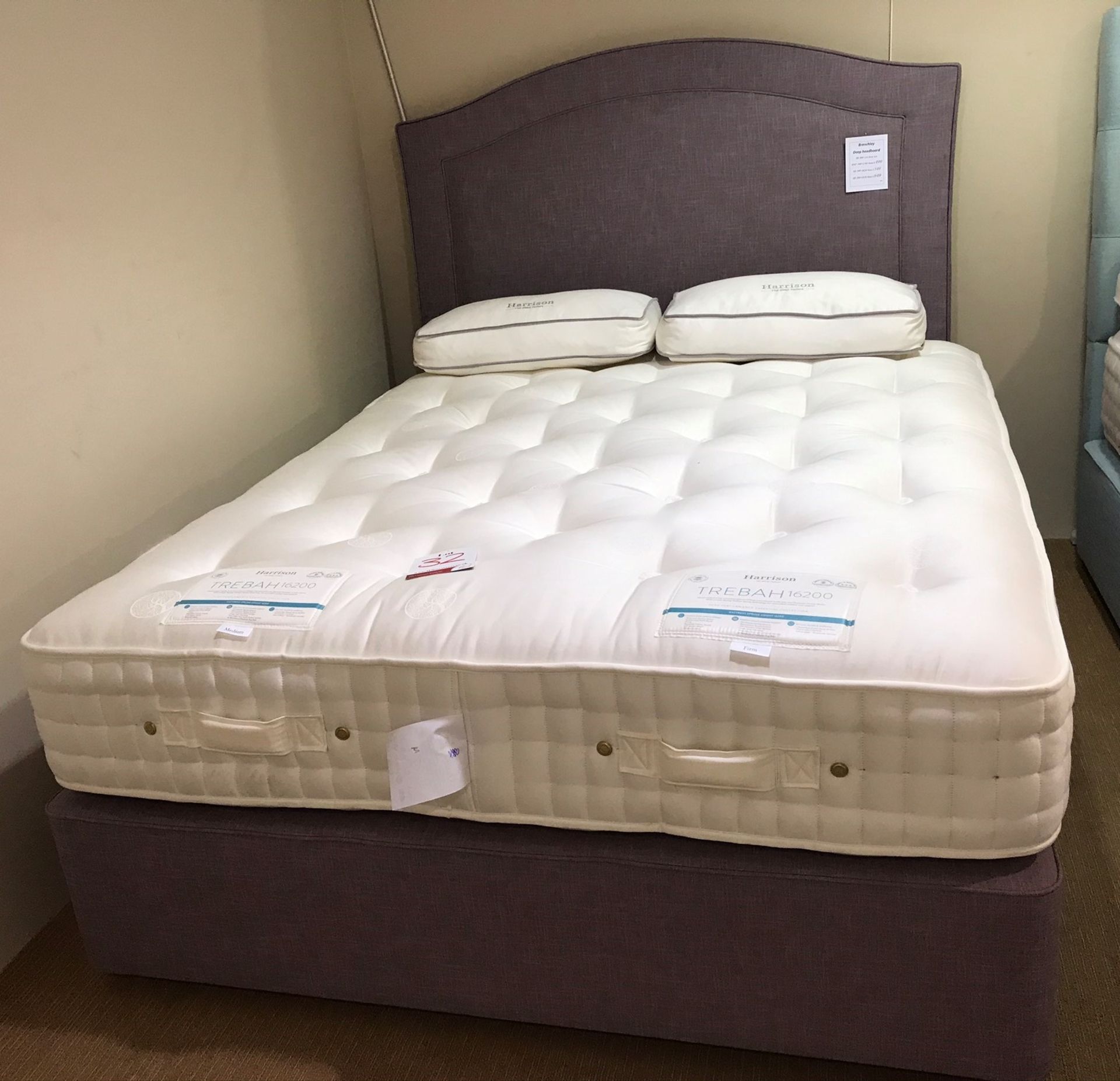 Ex Display Harrison Trebah 16200 King Size Mattress - Medium/Firm w/ True Edge 2500 Divan Set & Head