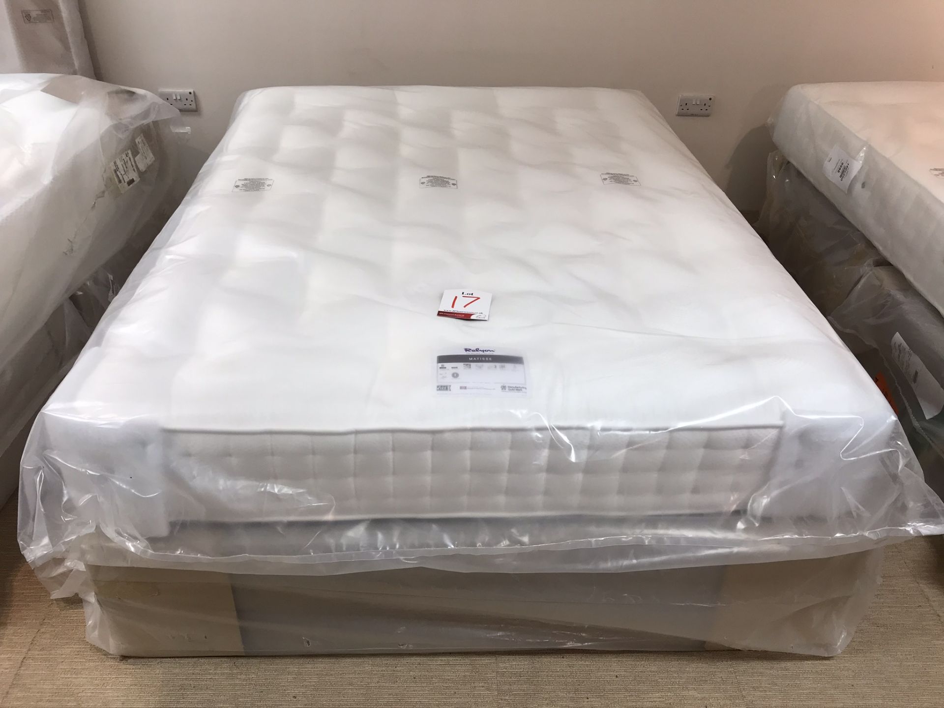 New Relyon Matisse King Size Mattress w/ Eaton 2 Drawer Bed Frame in Taupe