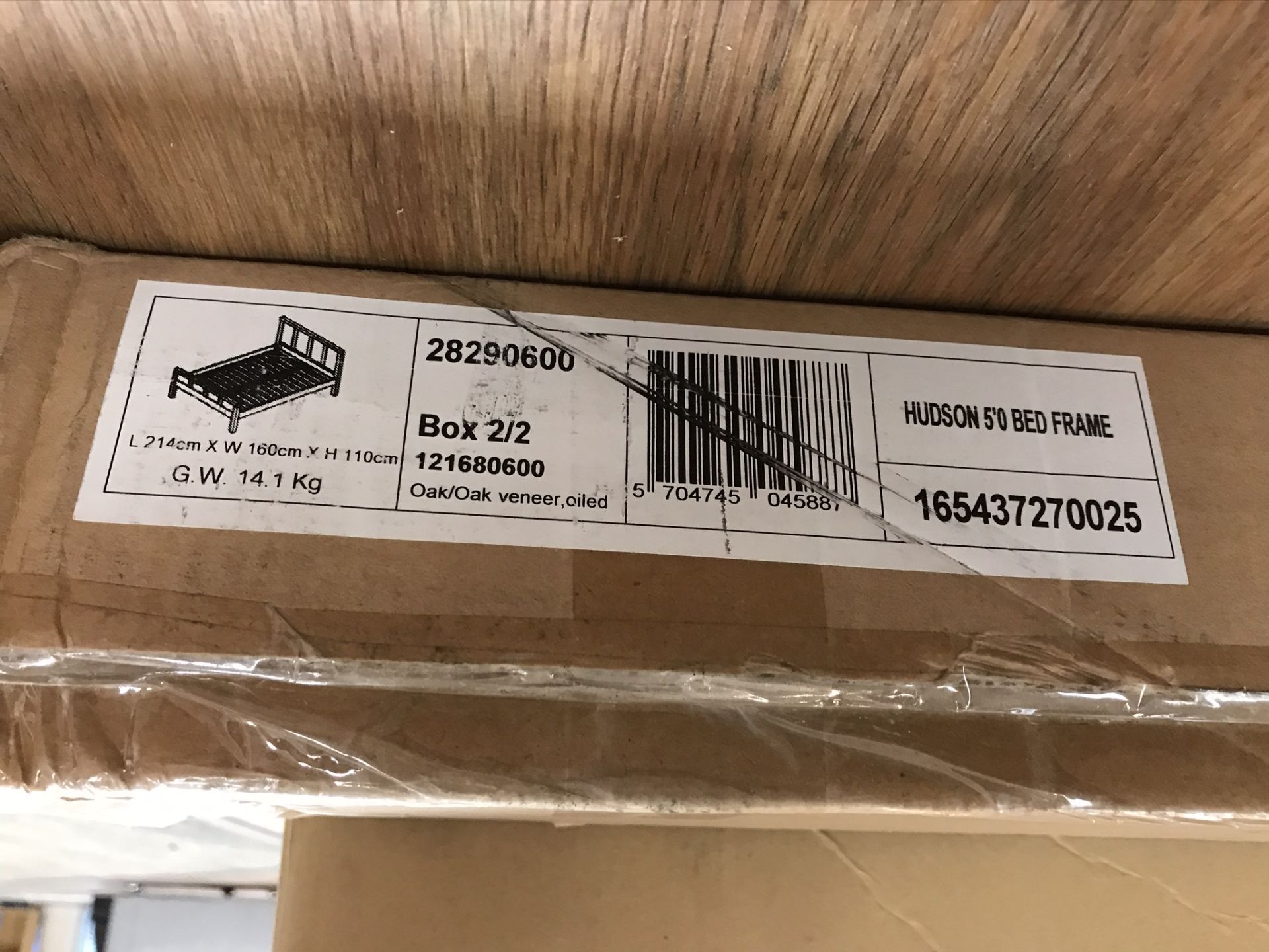 BNIB Hudson 5'0 Oak King Size Bed Frame | 214cm x 160cm x 110cm - Image 4 of 4