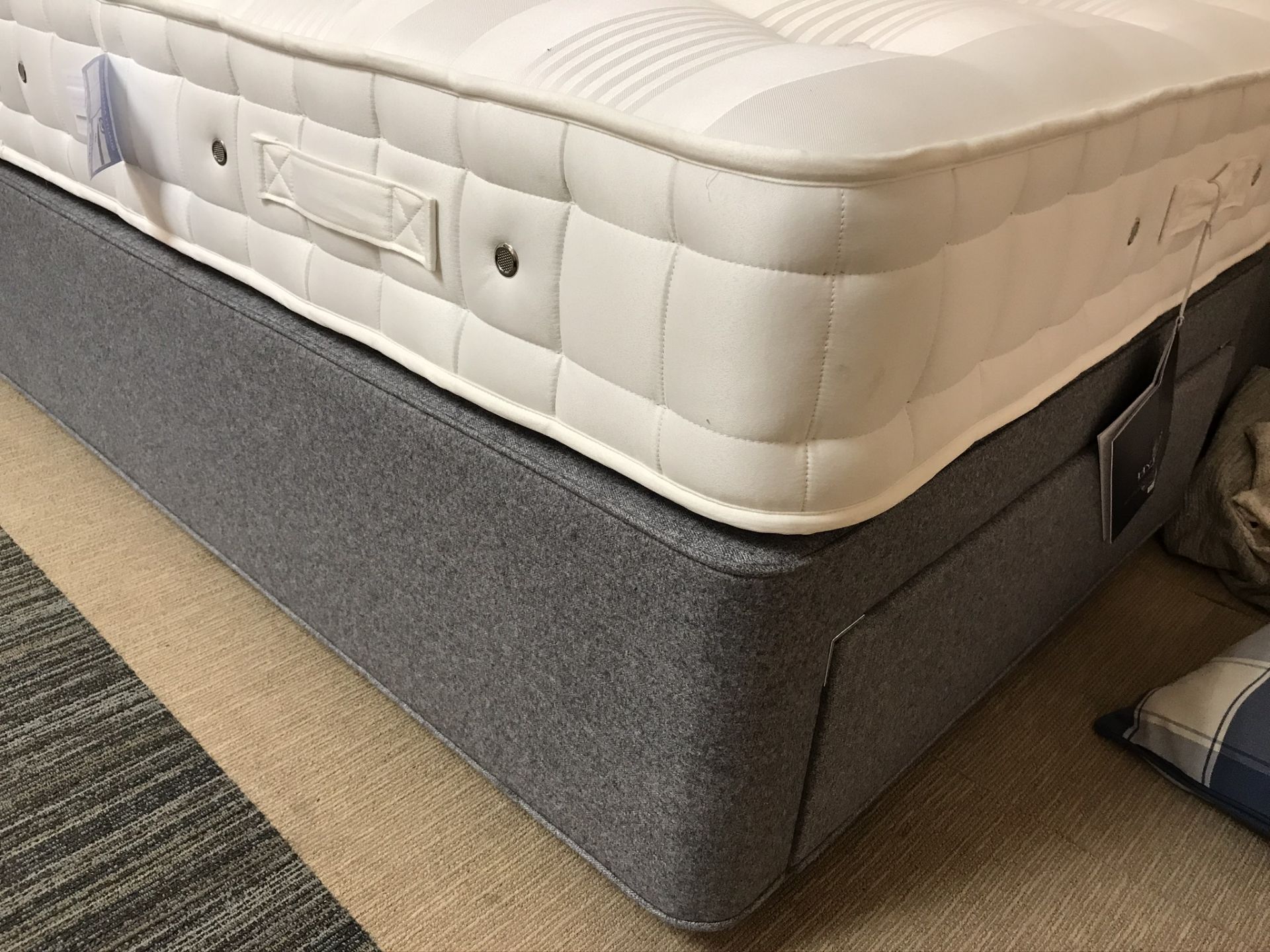 Ex Display Hypnos Orthocare 10 King Size Mattress w/ 2 Drawer Bed Frame & Euro Slim Headboard in Twe - Image 3 of 5