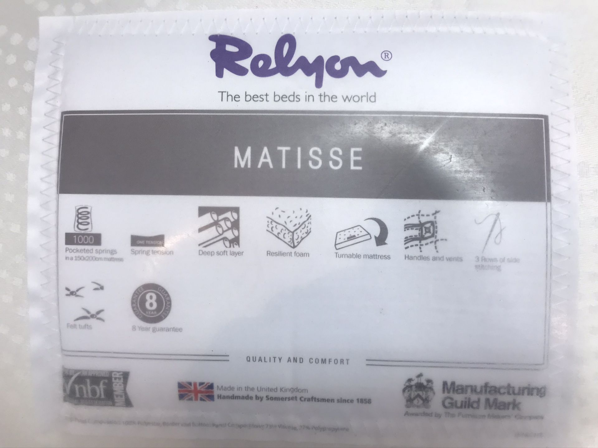 New Relyon Matisse King Mattress w/ Jasper Otterman Frame & Headboard in Shetland Mercury | RRP£1,51 - Image 3 of 4