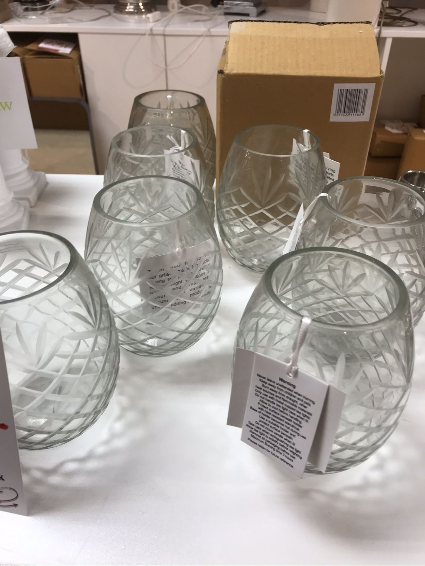 8 x Ex Display Redhead 700932 Glass Cut Diamond Vases | RRP£120 - Image 3 of 5