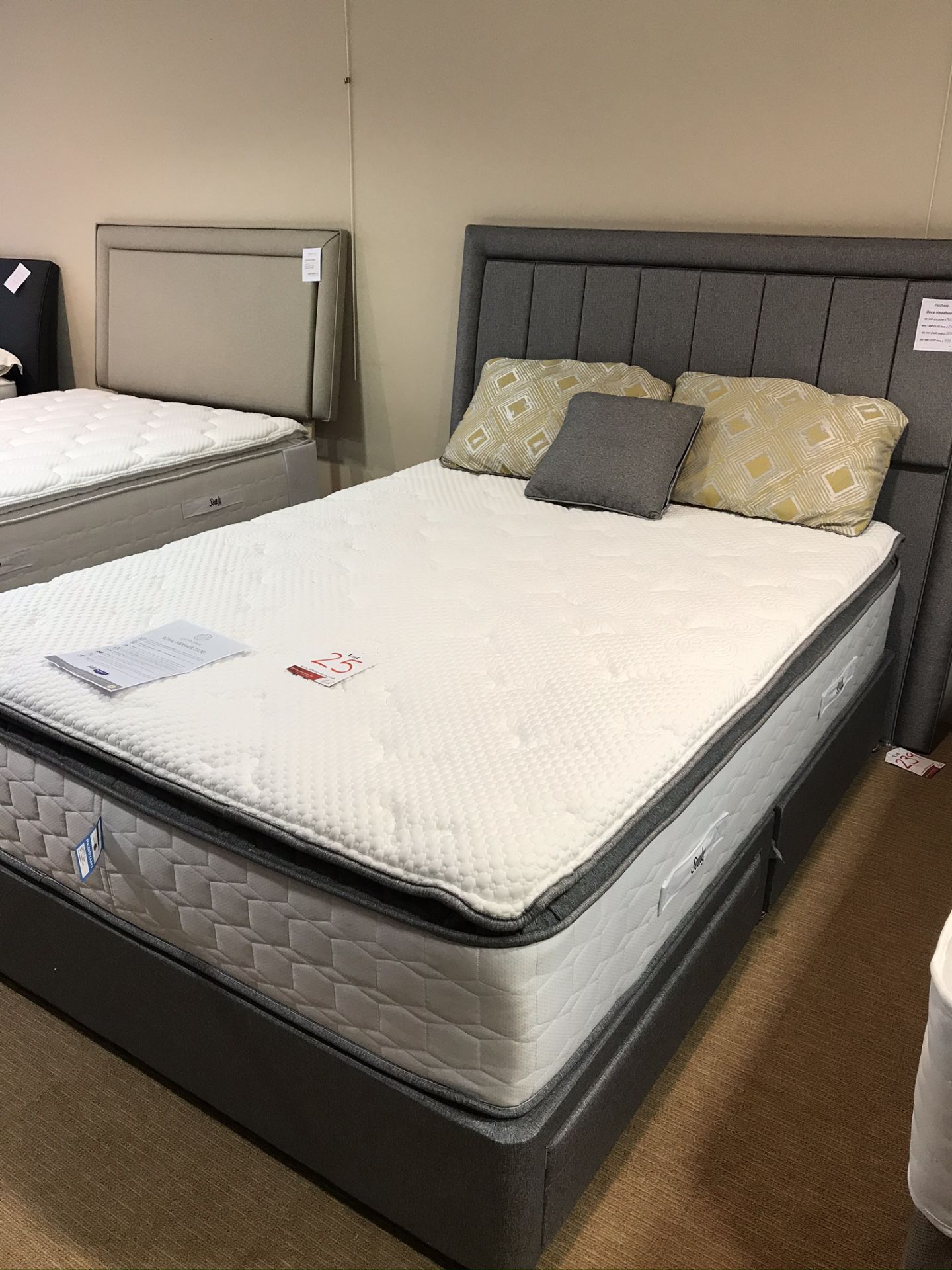 Ex Display Sealy Royal Mohair 2300 King Size Mattress w/ 2 Drawer Bed Frame & Headboard in Stardust - Image 2 of 3