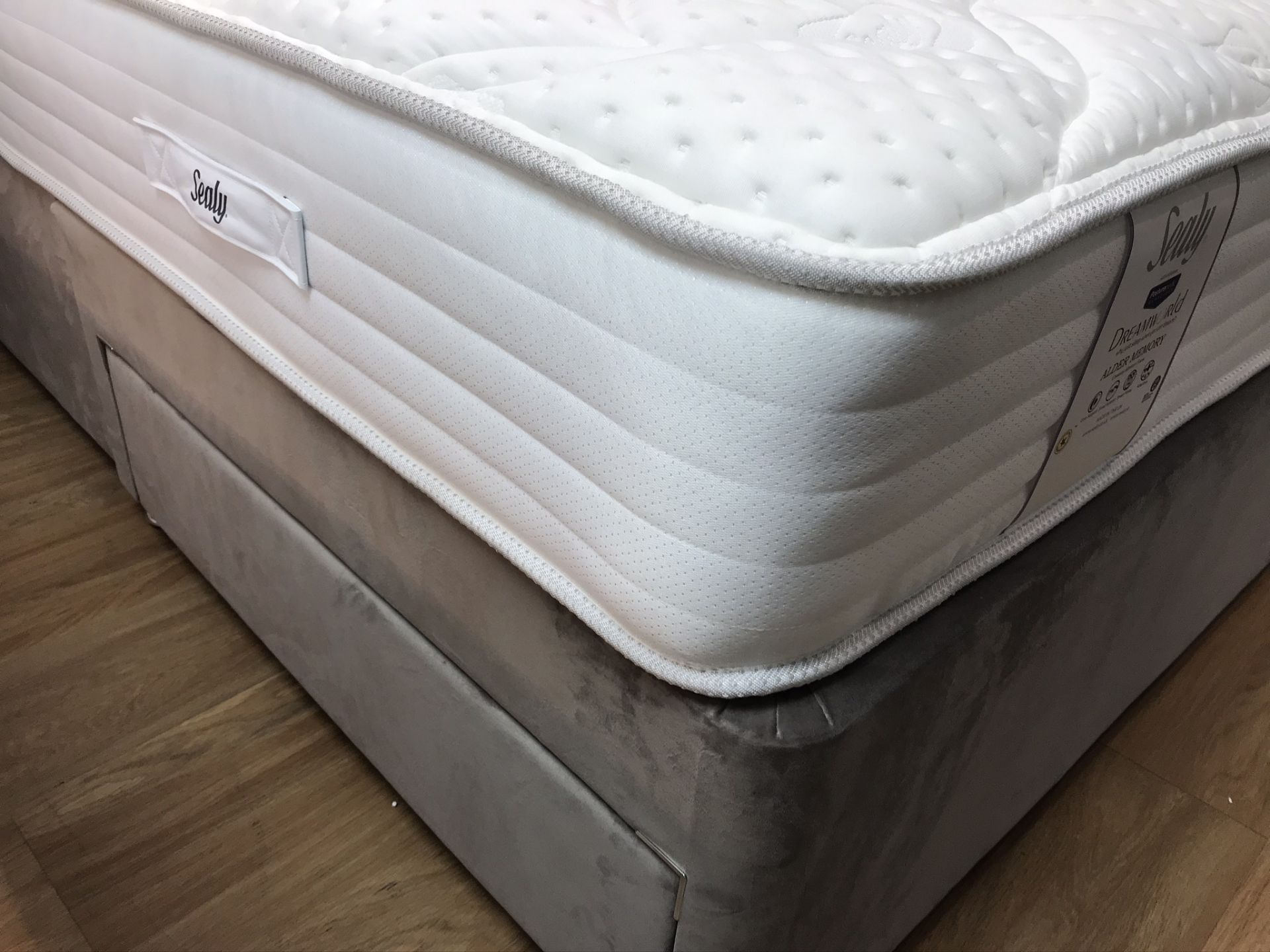 Ex Display Sealy Alder Memory Double Mattress w/ 2 Drawer Bed Frame & Richmond Headboard in Mink | R - Image 3 of 3