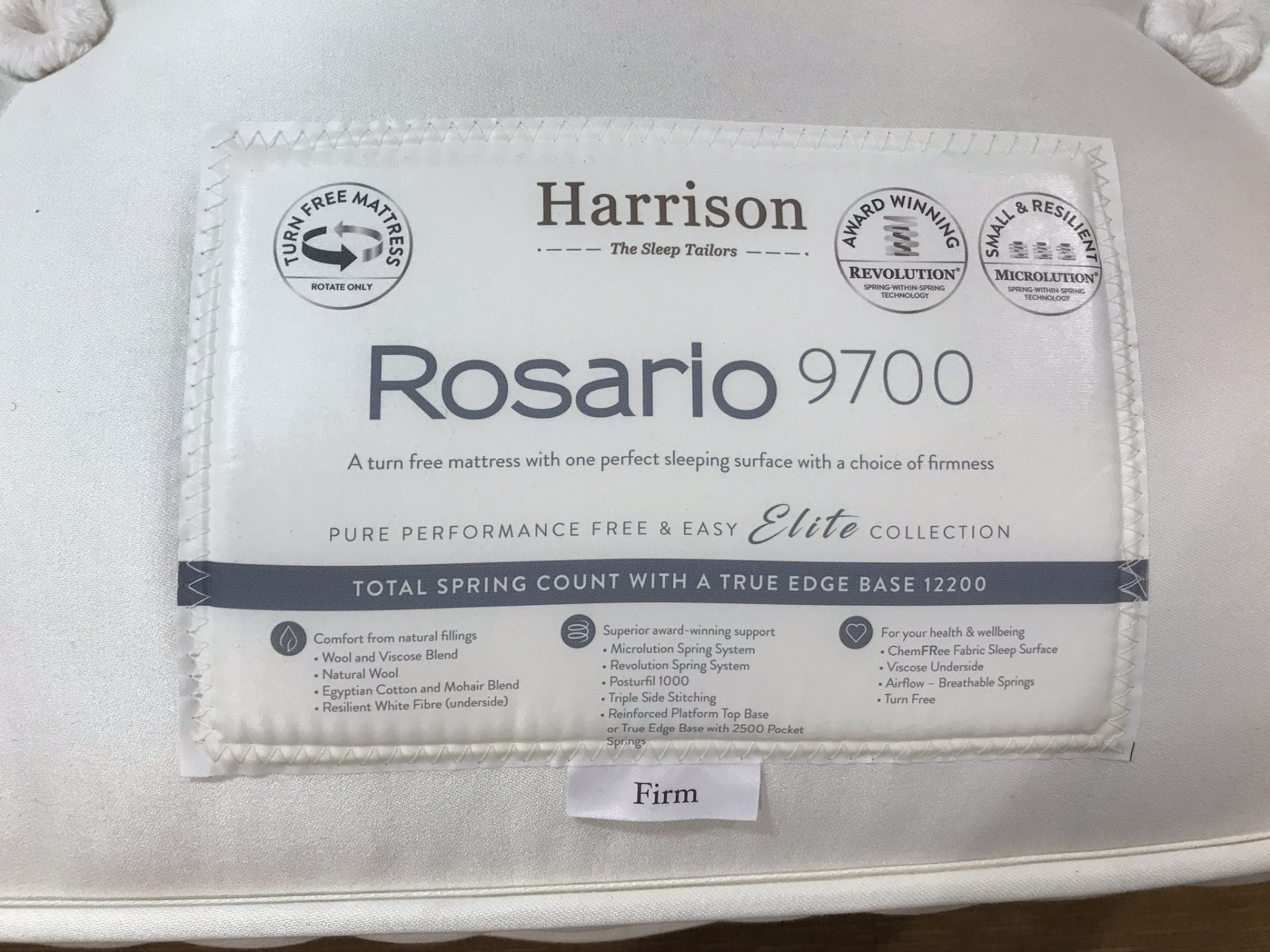 Ex Display Harrison Rosario 9700 King Size Mattress w/ 4 Drawer Bed Frame & Headboard in Sandpiper | - Image 2 of 5